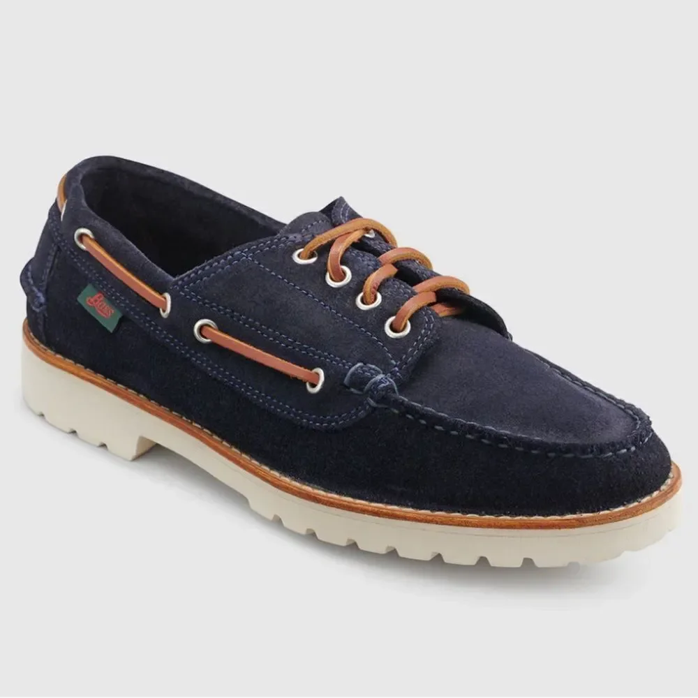 G. H. Bass Men's Ranger Camp Moc Suede Super Lug Navy Blue Boat Shoes Size 8 NEW